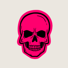 Neon Skull Pink Decal, Book Besties Bookstore