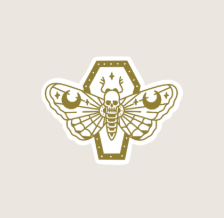Skull Coffin Moth Decal, Book Besties Bookstore