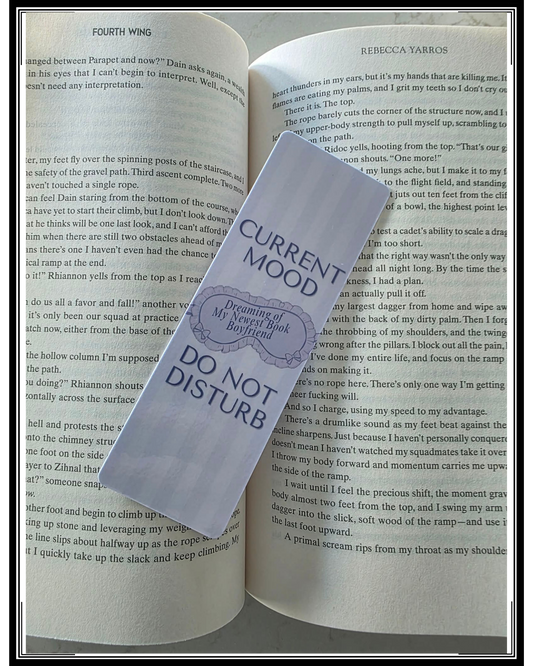 “Current Mood: Dreaming of My Newest Book Boyfriend – Do Not Disturb” Bookmark, Book Besties Bookstore