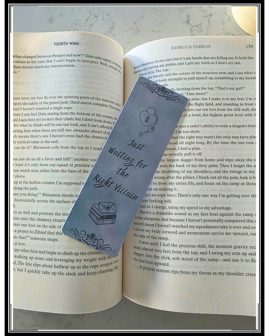 Just Waiting for the Right Villain” Bookmark, Book Besties Bookstore