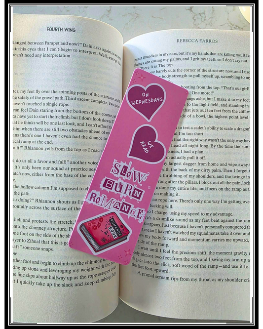 “On Wednesdays We Read Slow Burn Romance” Bookmark, Book Besties Bookstore